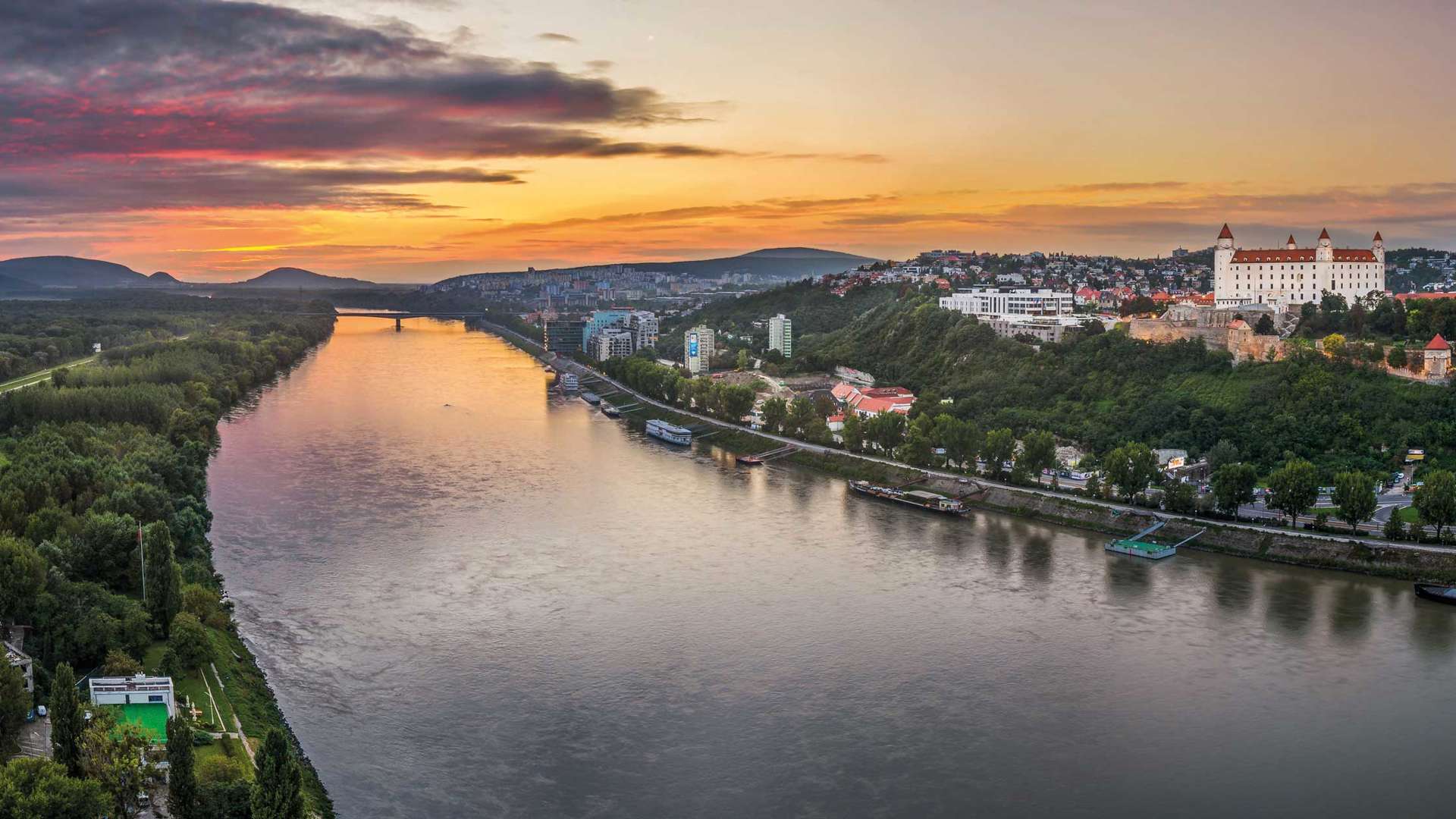 Castle Of Bratislava On The Right Bank Of Danube River, Slovakia