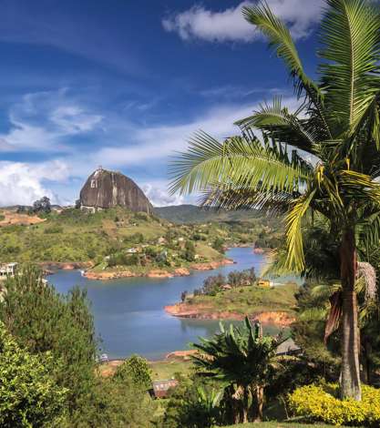 View Of The Rock El Penol Near The Town Of Guatape Antioquia, Colombia