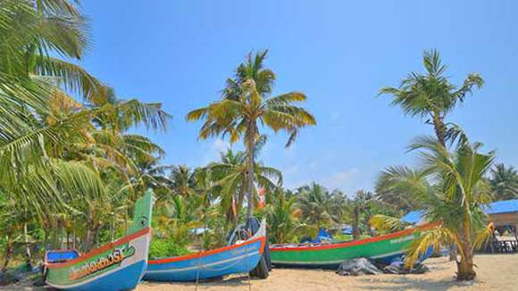 Boats on sand, Marari beach, India