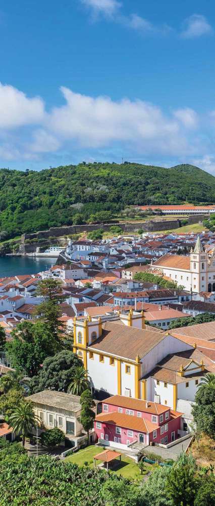 Angra Do Heroismo From Alto Da Memoria Terceira, Azores, Portugal