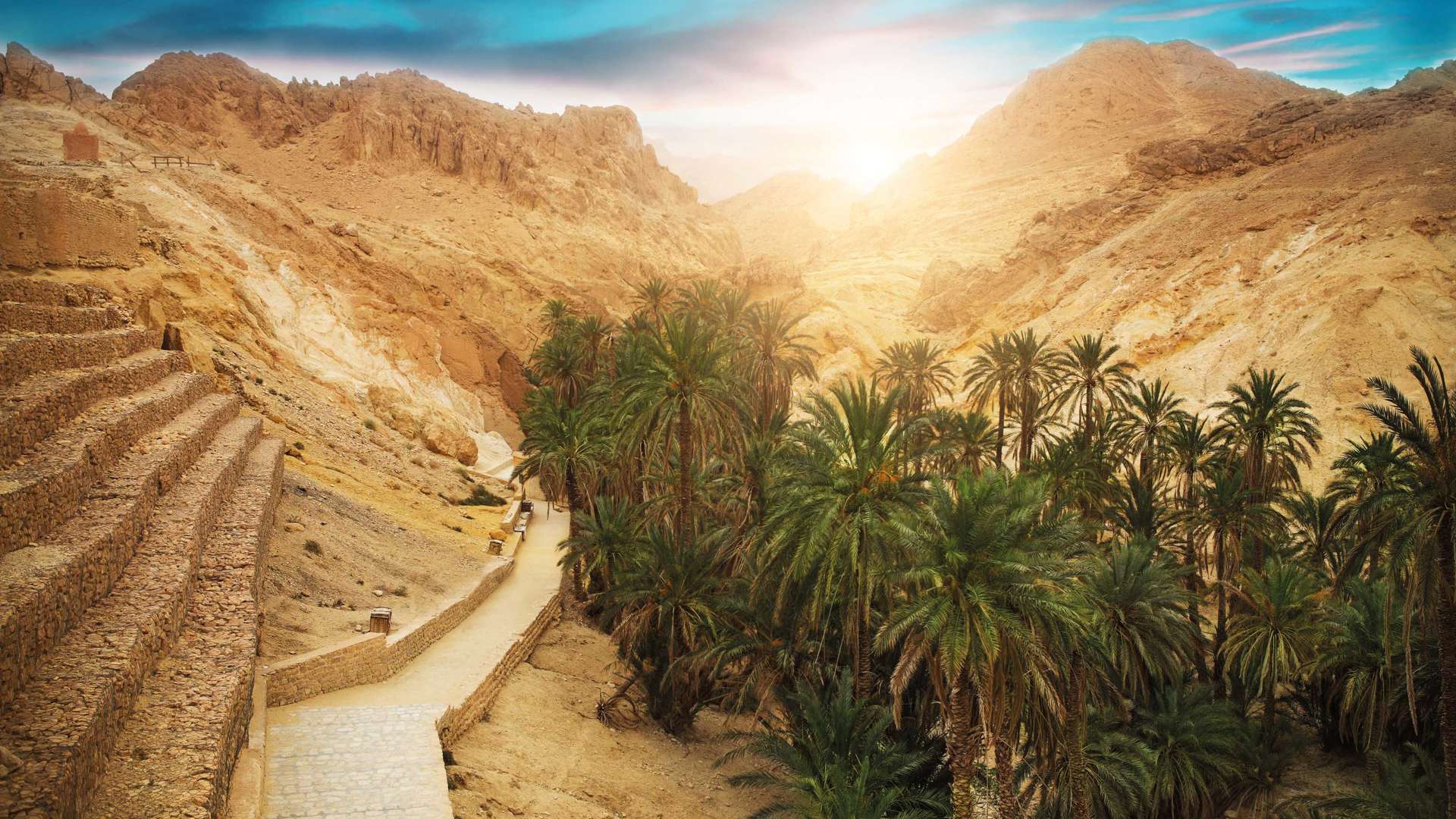 View Of Mountain Oasis, Chebika, Sahara Desert, Tunisia