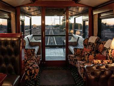 Rovos Rail Train Observation Car At Sunrise South Africa