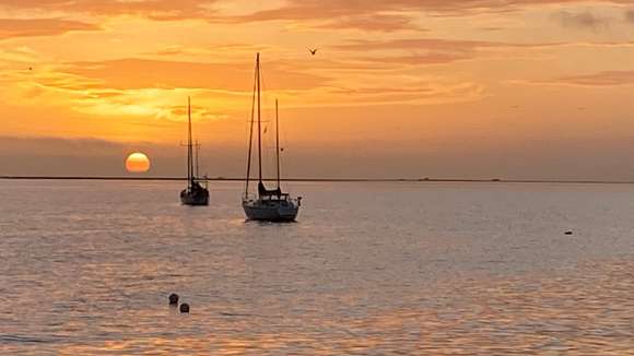 Boats At Sunset Walvis Bay