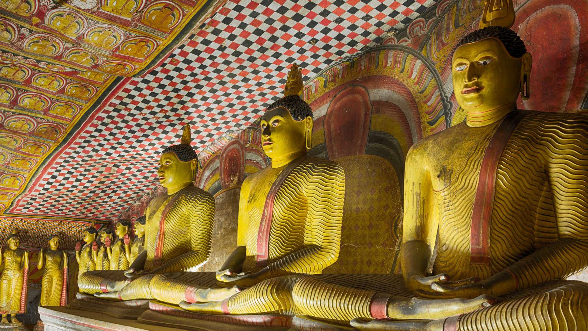 Ancient Buddha Statues In Dambulla Cave Temple, Sri Lanka