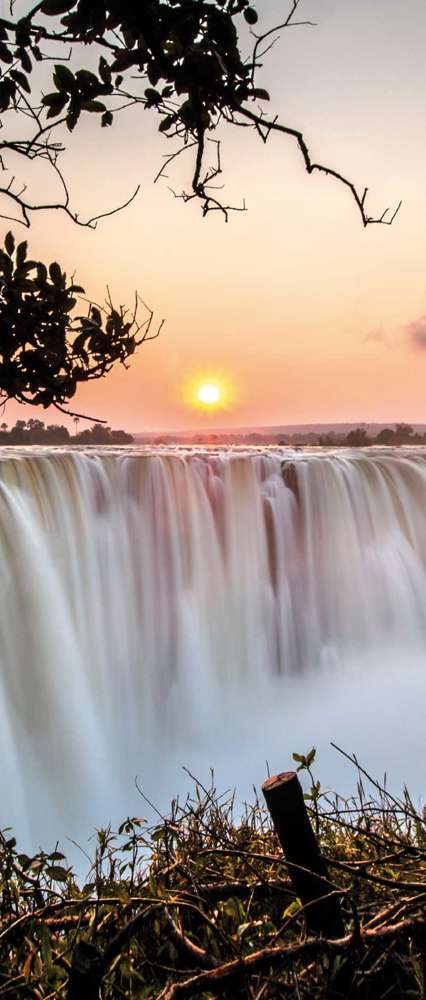 Victoria Falls at sunrise, Zimbabwe and Zambia