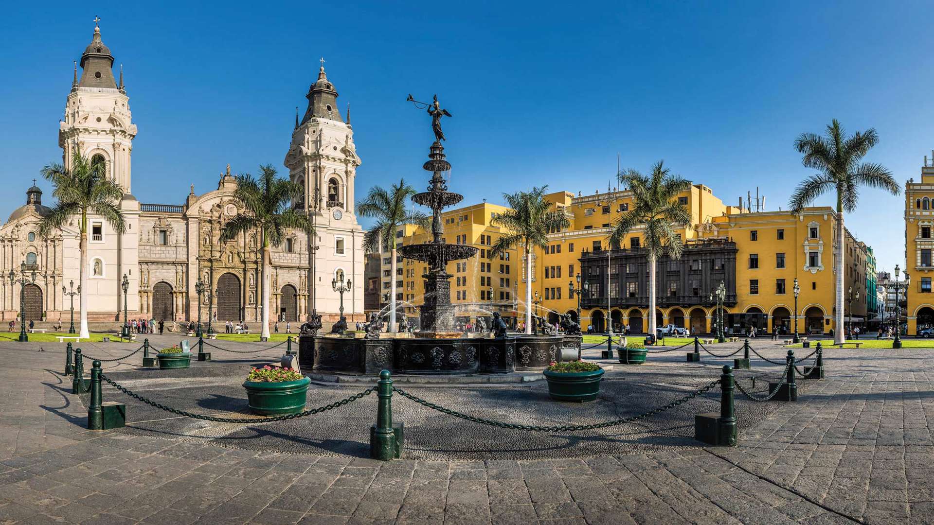 Panoramic View Of Lima Main Square and Cathedral Church, Lima, Peru