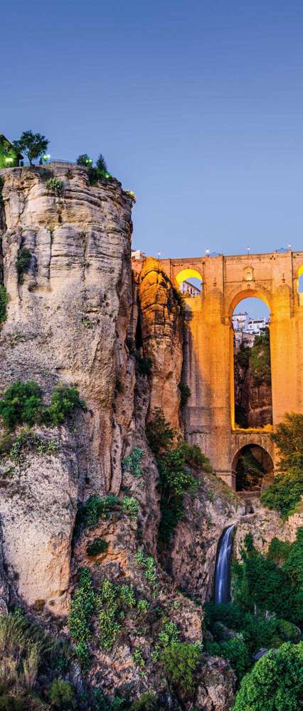 Ronda Puente Nuevo Bridge at dusk, Spain