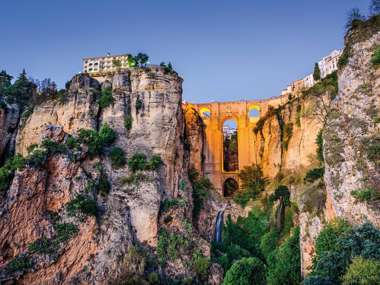 Ronda Puente Nuevo Bridge at dusk, Spain