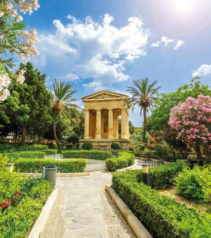 Lower Barrakka Public Garden And The Monument To Alexander Ball In Old Town Valletta, Malta