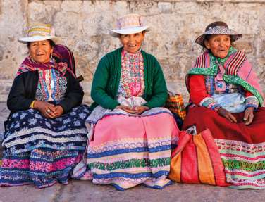 Peruvian Women In National Clothing, Chivay, Peru