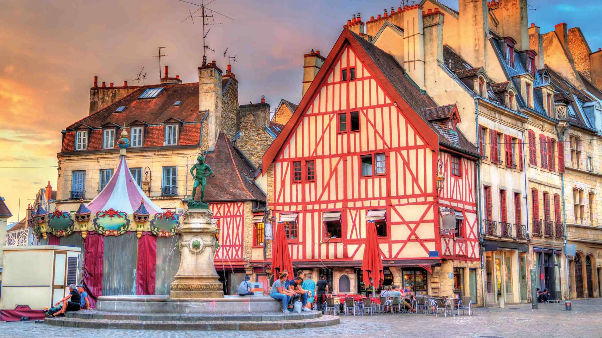 Traditional Buildings In The Old Town Of Dijon, Burgundy, France