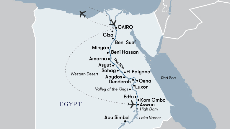 The Original Nile By Royal Steamer Map - 12 Night Itinerary