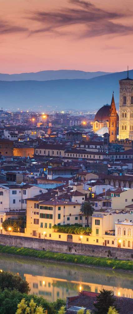 View of Florence with the Duomo in the evening, Florence, Italy