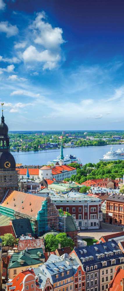 Aerial View Of Riga Center From St Peters Church, Riga, Latvia