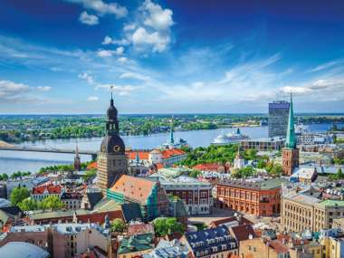 Aerial View Of Riga Center From St Peters Church, Riga, Latvia