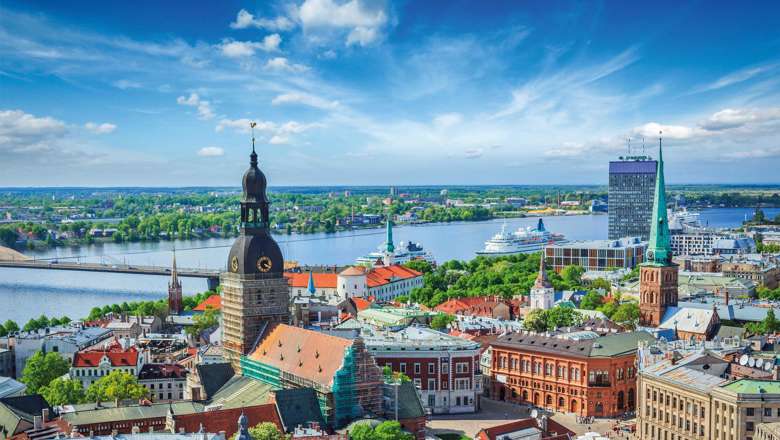 Aerial View Of Riga Center From St Peters Church, Riga, Latvia