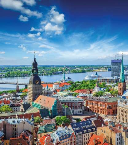 Aerial View Of Riga Center From St Peters Church, Riga, Latvia