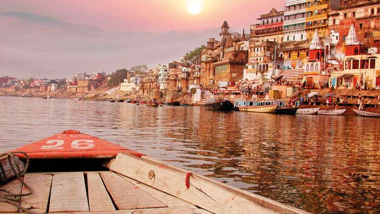 Sunset River Bank On The Ganges, India