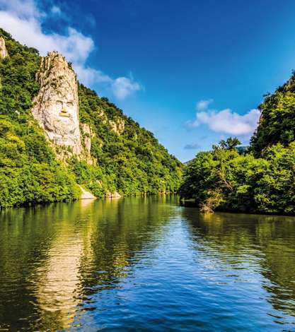 Decebal Head Sculpted In Rock, Danube Gorges Cazanele Dunarii, Romania