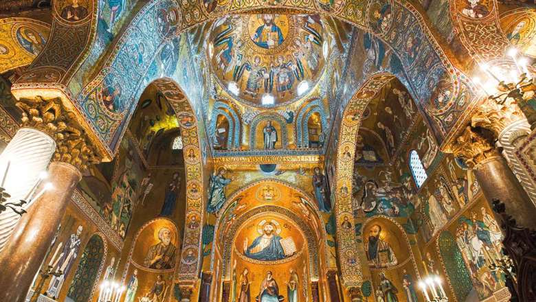 Golden Mosaic In La Martorana Church, Palermo, Italy