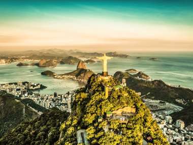 Aerial View Of Botafogo Bay From High Angle, Rio De Janeiro, Brazil