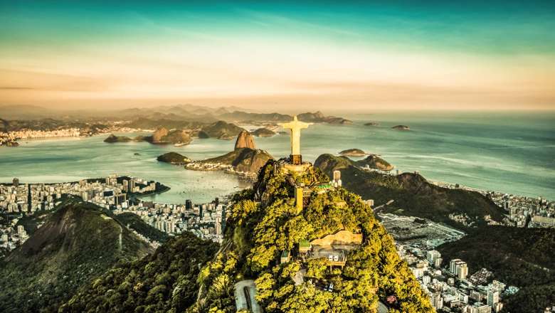 Aerial View Of Botafogo Bay From High Angle, Rio De Janeiro, Brazil