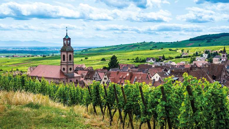 Riquewihr Village On Sunset, Alsace, France