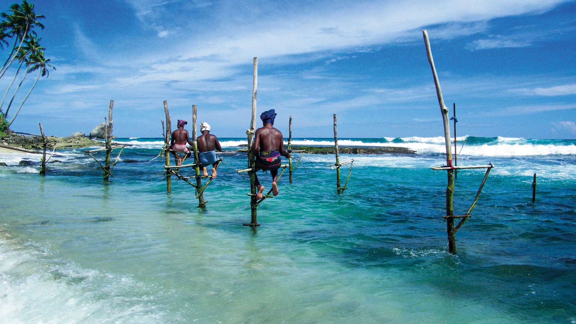 Local Men Fishing In Traditional Way, Sri Lanka