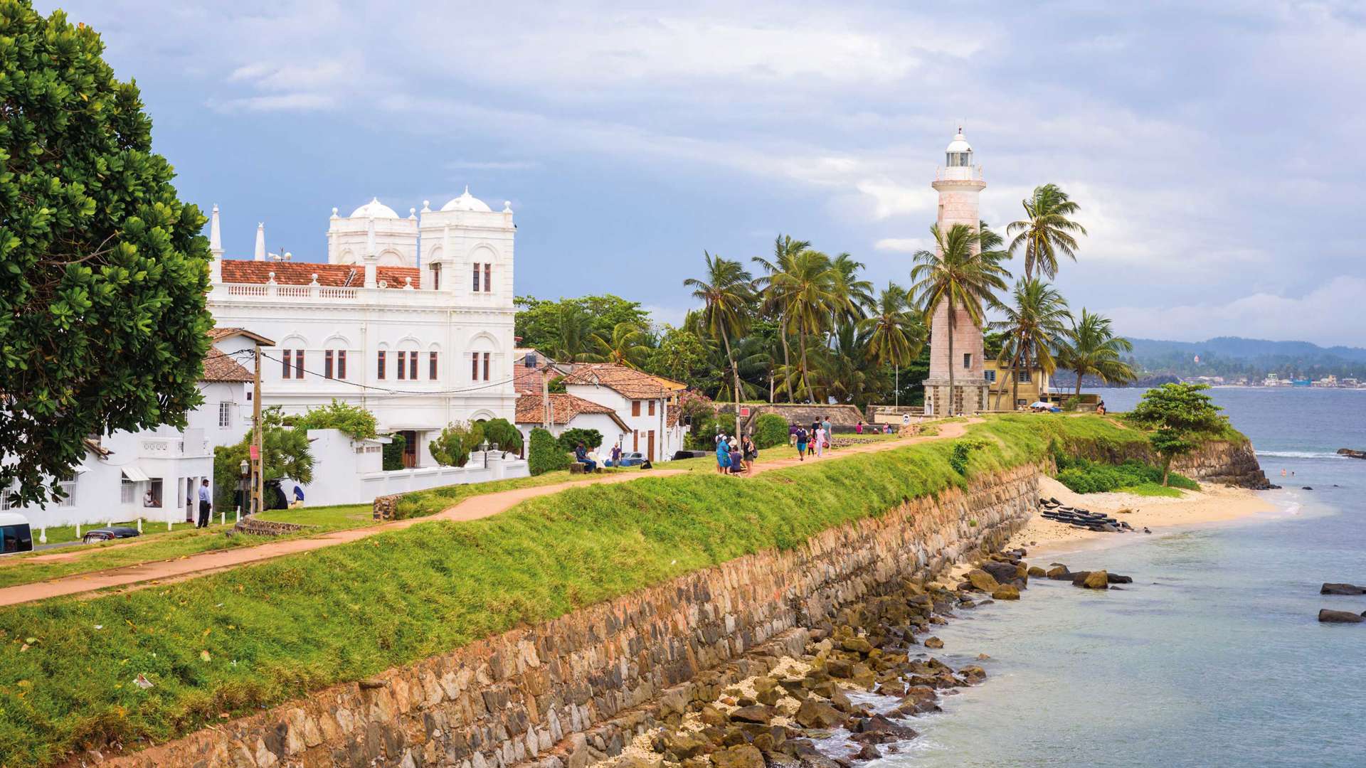 View On The Walls Lightower And The Mosque Of Sea Fortress In Galle, Sri Lanka