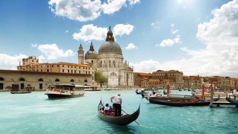 Grand Canal And Basilica Santa Maria Della Salute, Venice, Italy