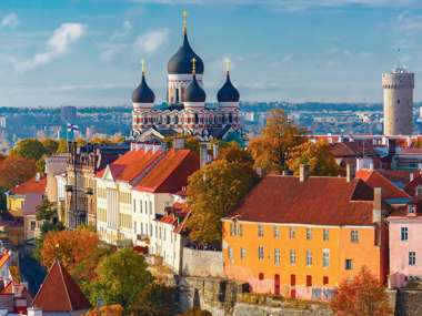 Toompea Hill With Tower, Pikk Hermann And Russian Orthodox Alexander Nevsky Cathedral, Tallinn, Estonia