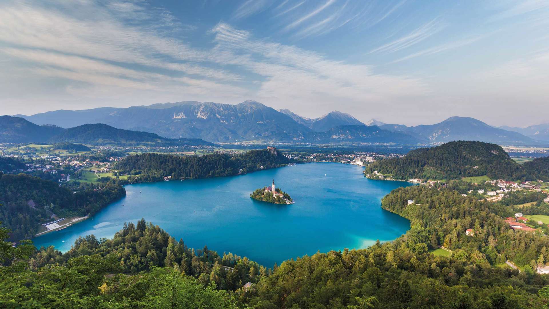 Aerial View of Bled, Slovenia 