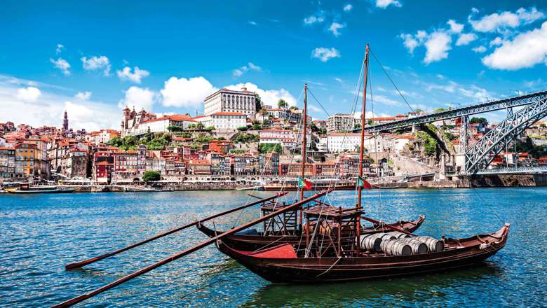 Douro River And Traditional Boats In Porto, Portugal