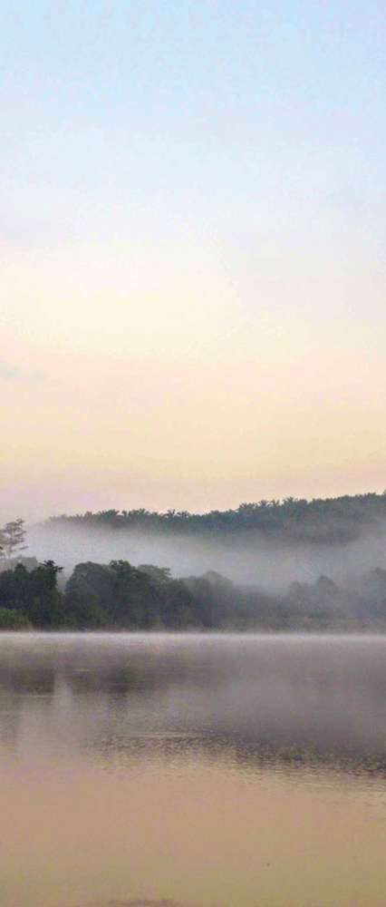 Kinabatangan River at dusk, Malaysia