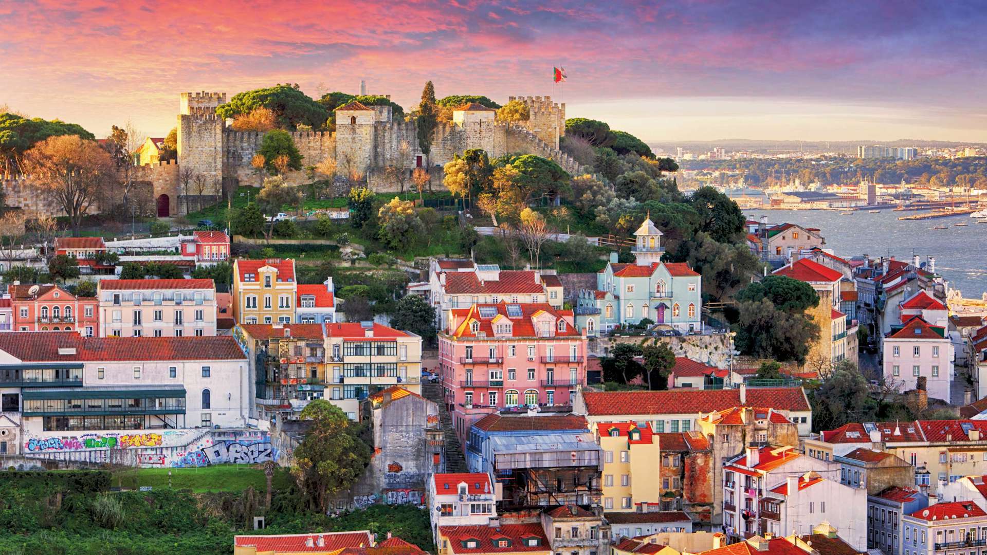 Lisbon Skyline With Sao Jorge Castle, Portugal