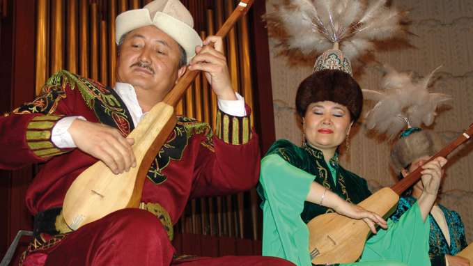 Kyrgyz musicians playing traditional instruments, Kyrgyzstan