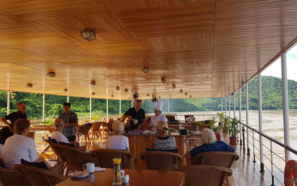 RV Sabaidee Pandaw, Vientiane, Laos, Deck Outdoor Dining