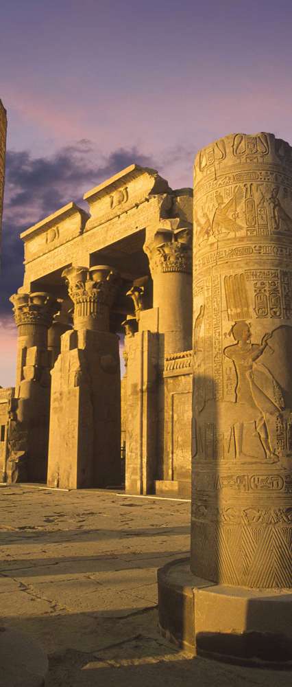 Kom Ombo Temple At Sunset On The Nile, Aswan, Egypt