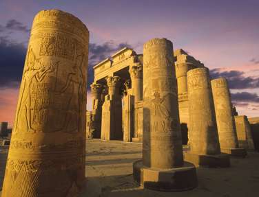 Kom Ombo Temple At Sunset On The Nile, Aswan, Egypt