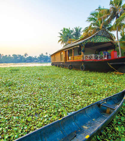 Houseboat in the backwaters of Kerala, India