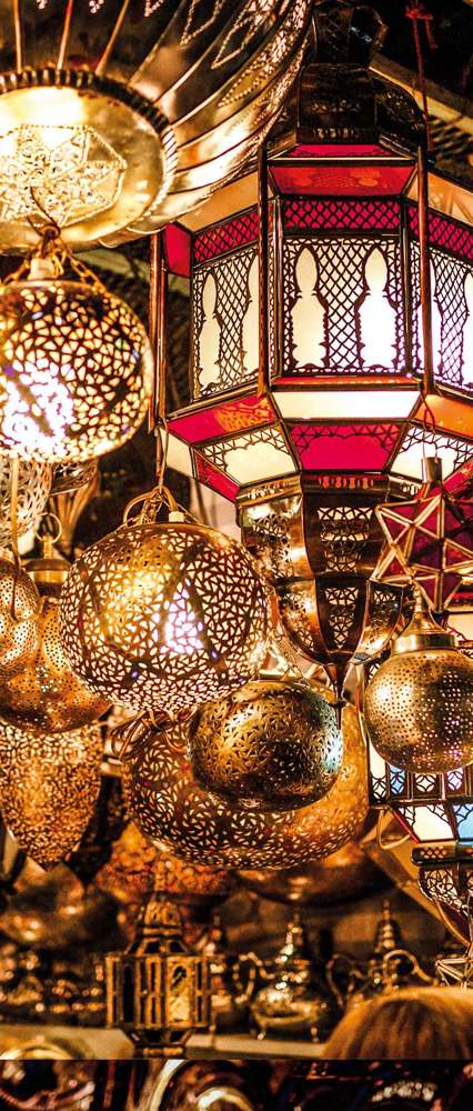 Lanterns And Lamps, hanging in the Market, Souks, Marakech, Morocco