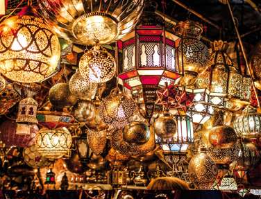 Lanterns And Lamps, hanging in the Market, Souks, Marakech, Morocco