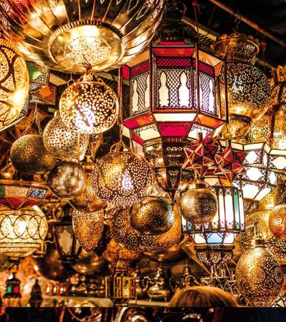 Lanterns And Lamps, hanging in the Market, Souks, Marakech, Morocco