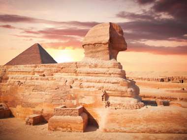 Guardian Sphinx Guarding The Tombs Of The Pharaohs, Giza, Egypt