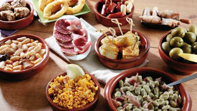 Tapas on table, Spain